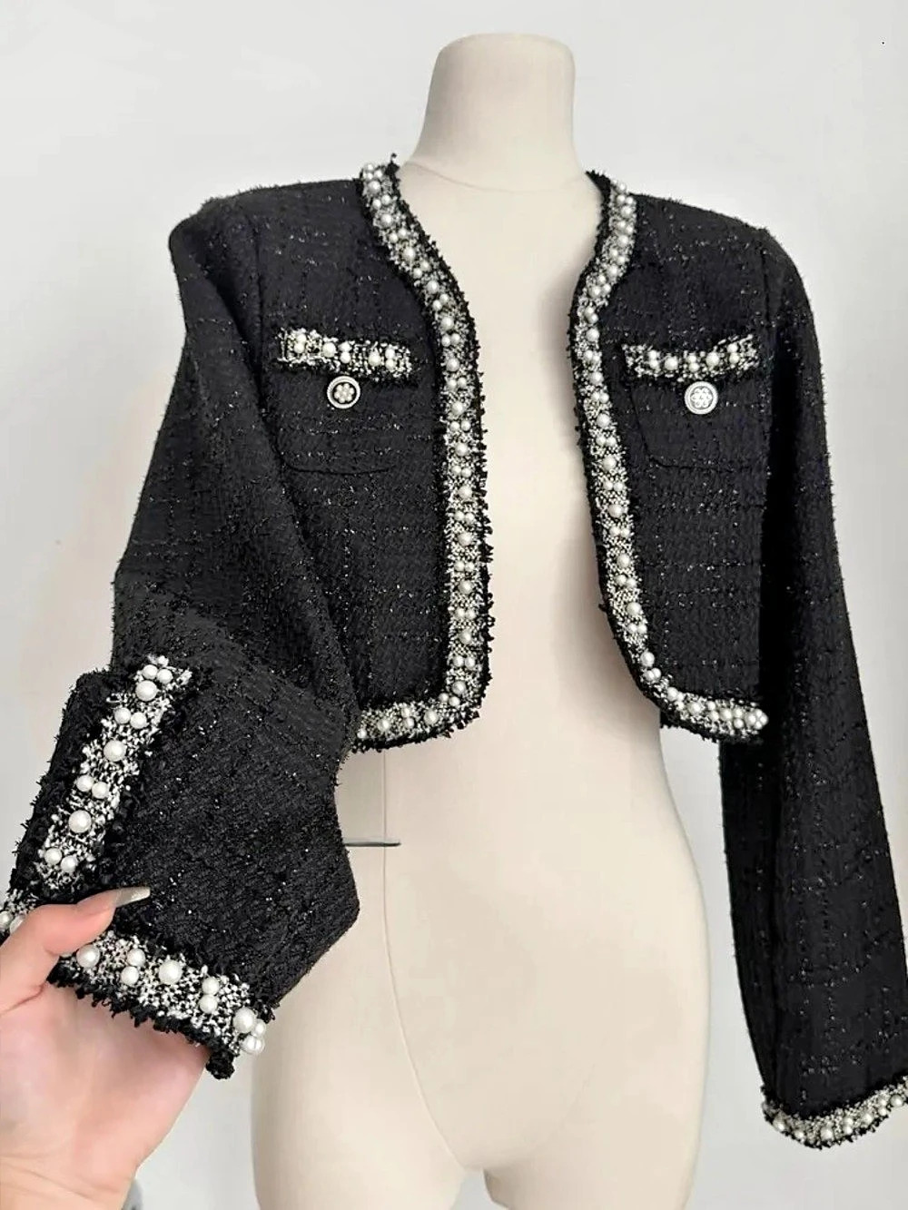 Black Embellished Cropped Jacket NWT